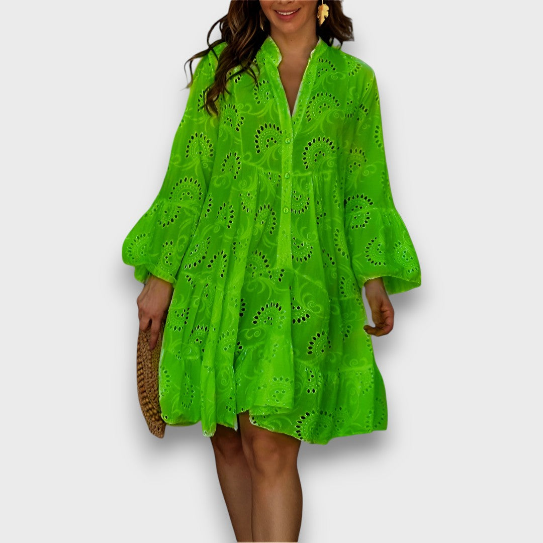 Merelina – Dress with Embroidery and Ruffled Sleeves