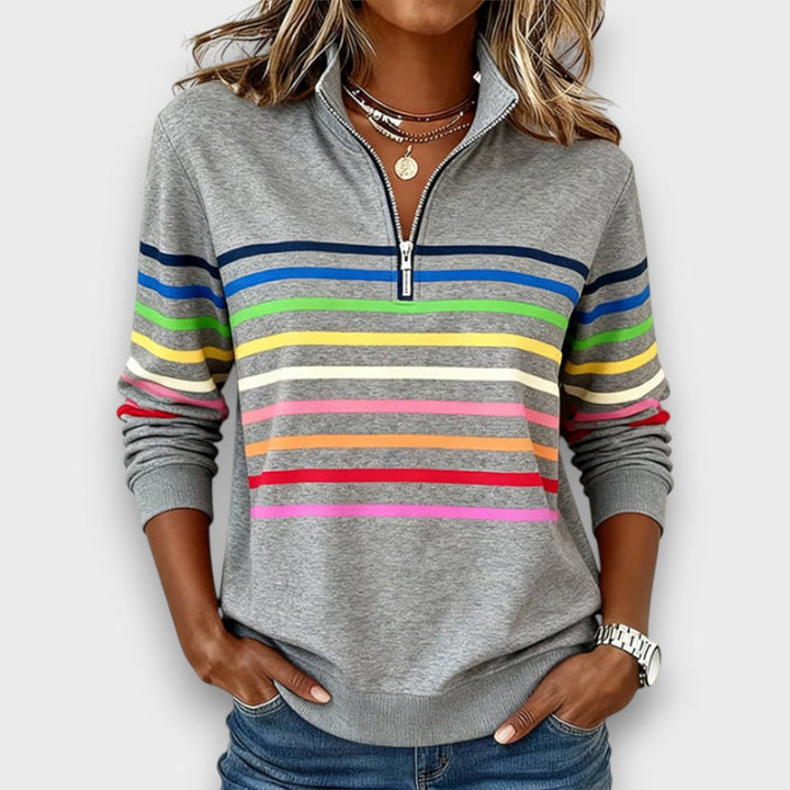 Mary – Zip-Neck Striped Sweater