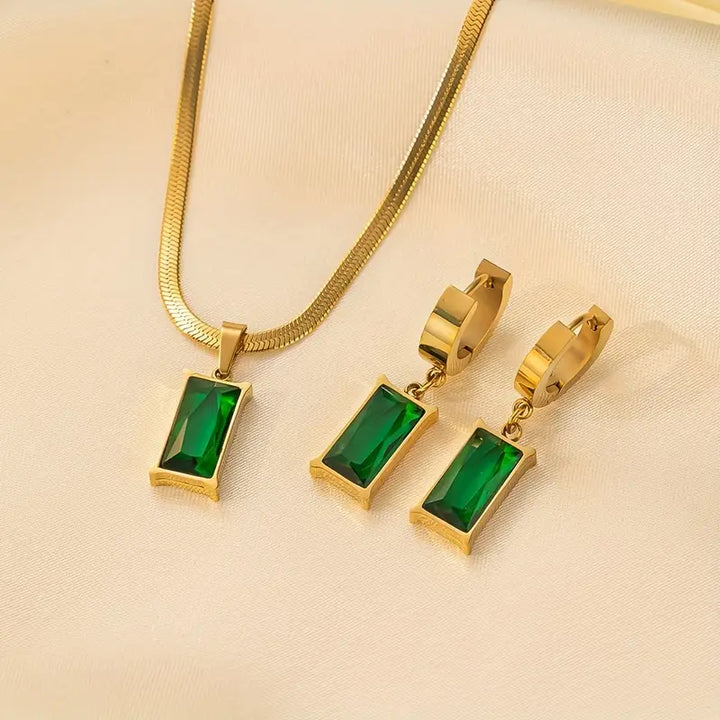 Elvine – Emerald Geometry Jewelry Set