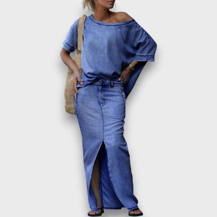 Kenlia – Casual Tencel Denim Two-Piece Set