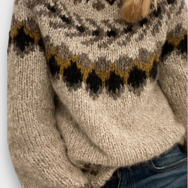 Wenara – Jacquard Knit Sweater in Vintage Style