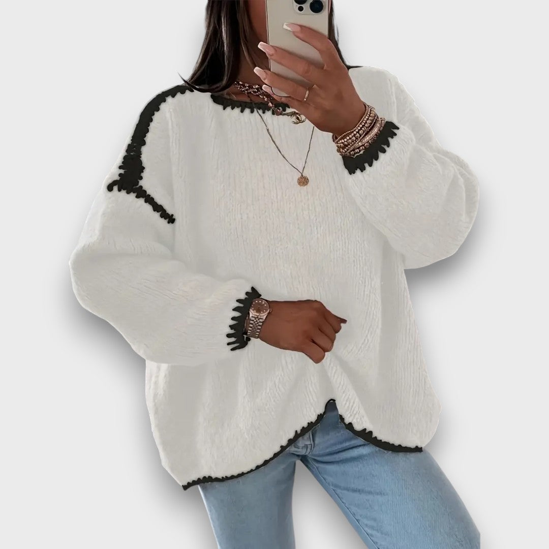Mirellan– Cozy Contrast Knit Sweater
