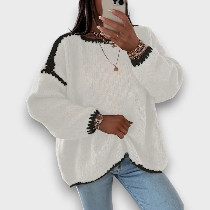 Mirellan– Cozy Contrast Knit Sweater