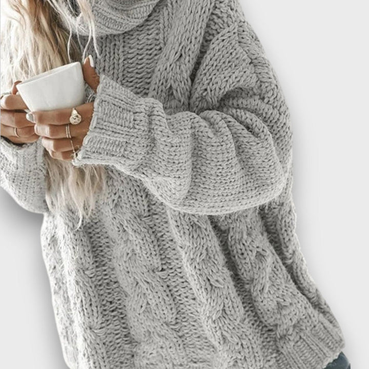 Delviana – Loose Cable Knit Turtleneck Sweater