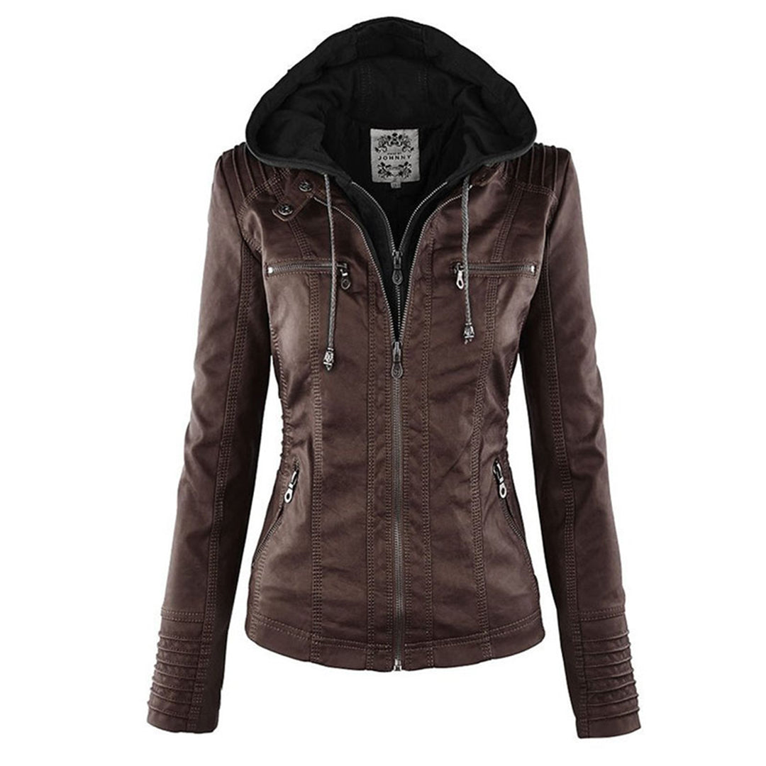 Lunavia – Hooded Faux Leather Jacket