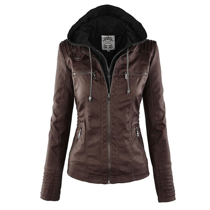 Lunavia – Hooded Faux Leather Jacket