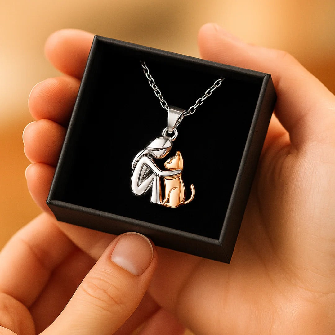 Calistar– Cat Hug Pendant Necklace with Gentle Bond