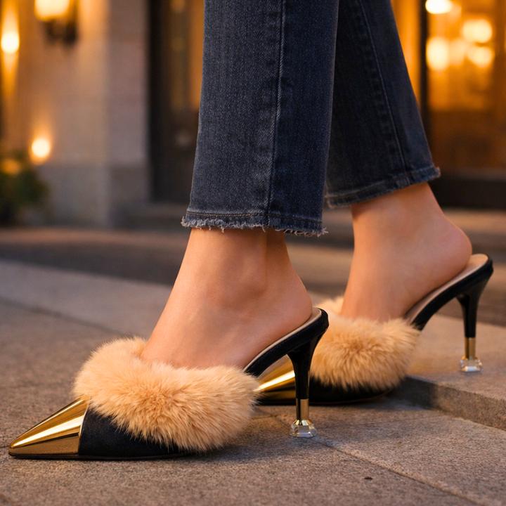 Odette Fur Slip-On Heels