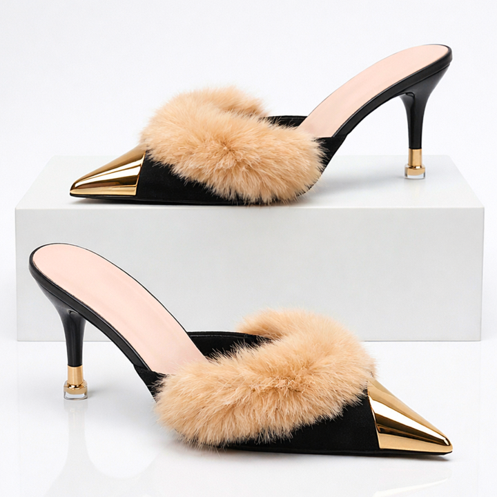 Odette Fur Slip-On Heels