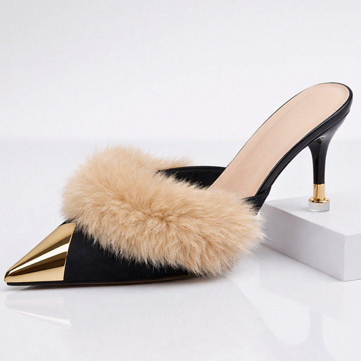 Odette Fur Slip-On Heels