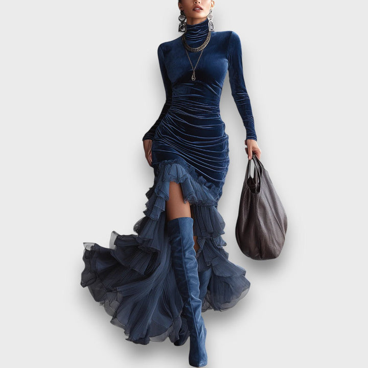 Caine – Velvet High-Low Evening Gown