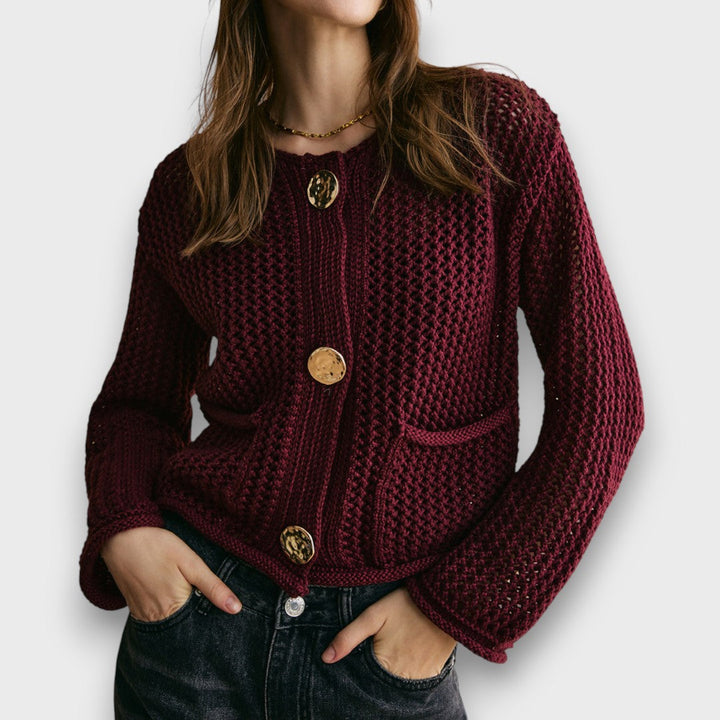 Jessa – Knit Cardigan in Burgundy