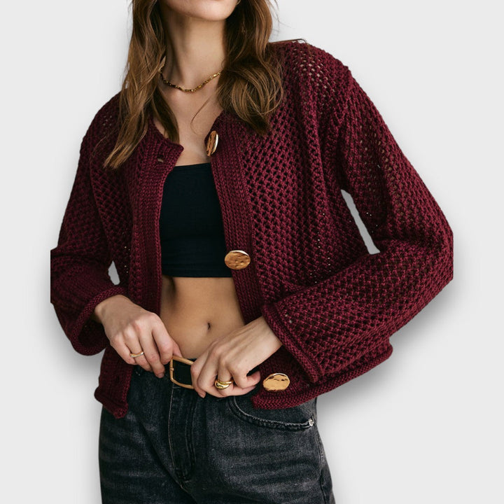 Jessa – Knit Cardigan in Burgundy