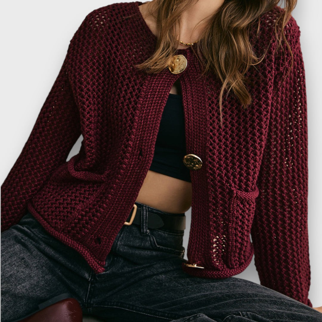 Jessa – Knit Cardigan in Burgundy