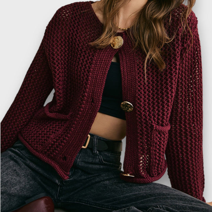 Jessa – Knit Cardigan in Burgundy