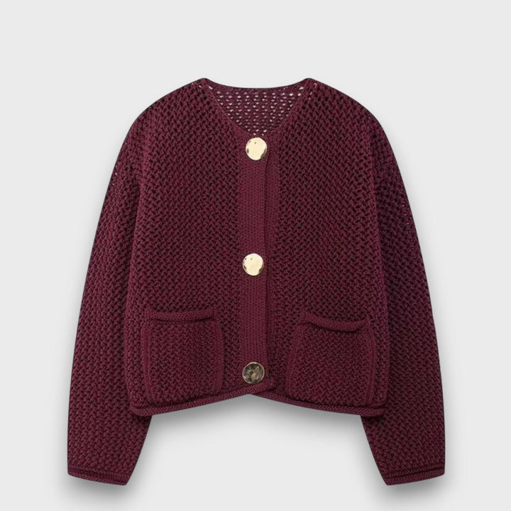 Jessa – Knit Cardigan in Burgundy