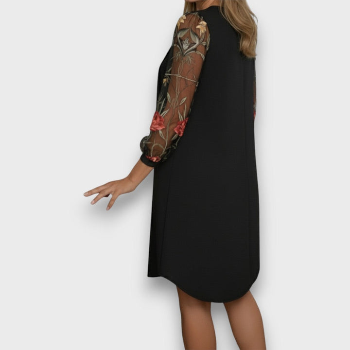 Calixta – Embroidered Sleeve Evening Dress