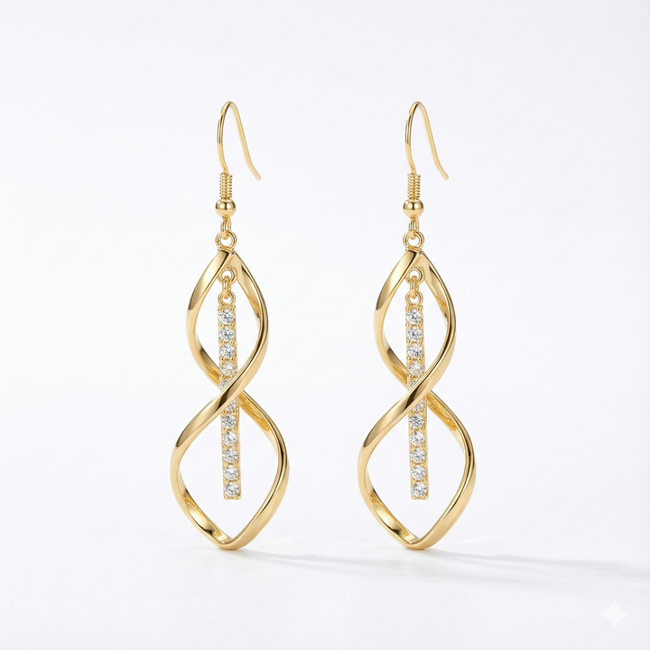 Janine – Twisted Crystal Drop Earrings