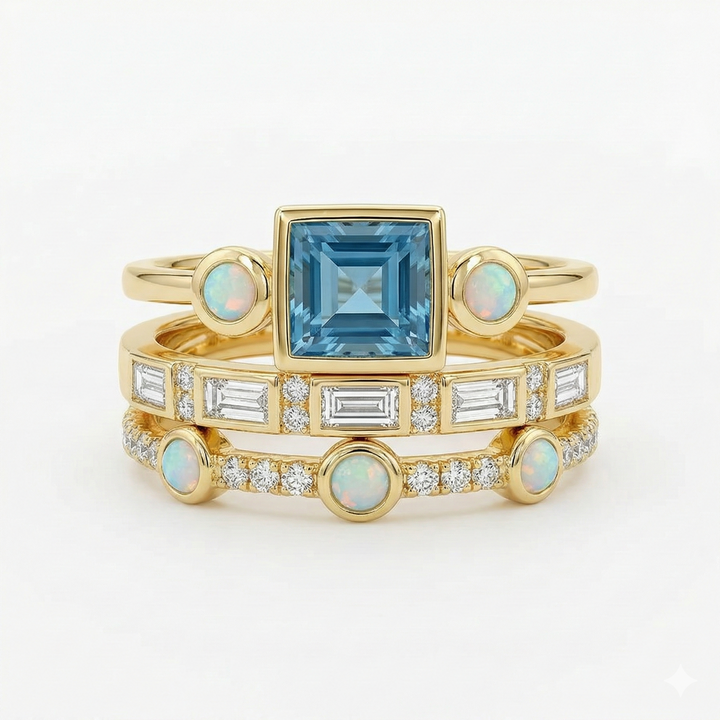 Linary – Stacked Blue Stone Ring