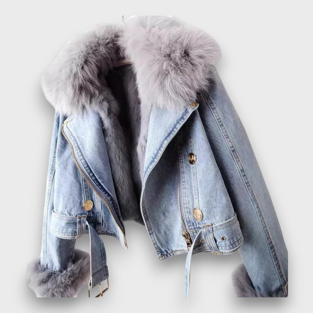 Phylicia – Plush-Collar Denim Jacket