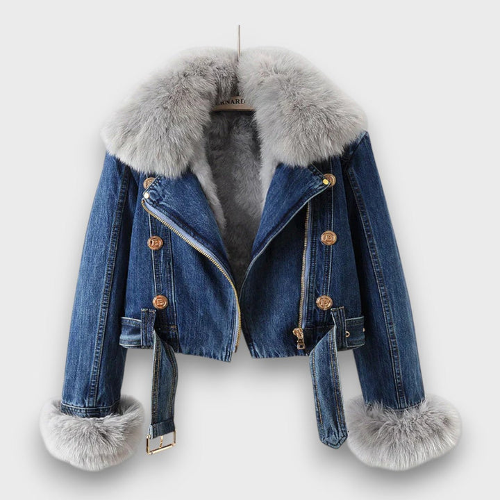 Phylicia – Plush-Collar Denim Jacket