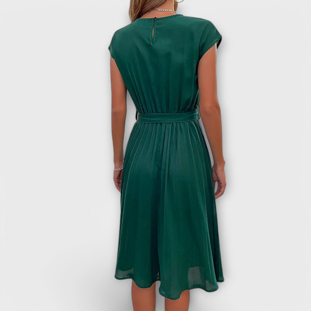 Mireia – Pleated Dress with Waist Tie