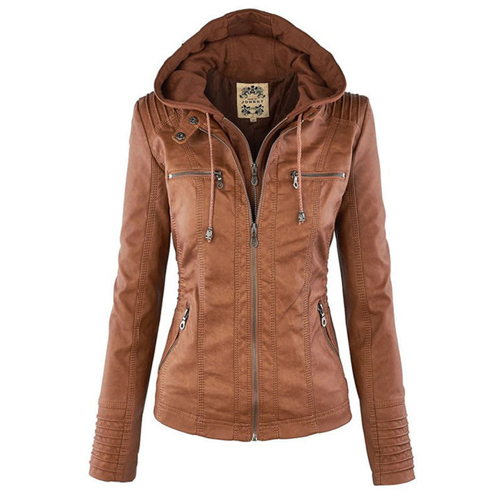 Lunavia – Hooded Faux Leather Jacket