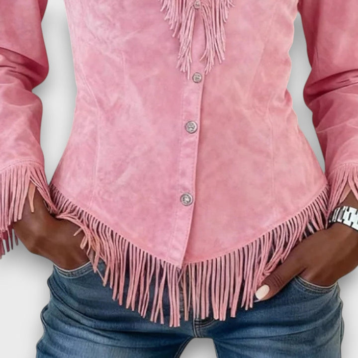 Rosella – Fringe Button-Up Blouse