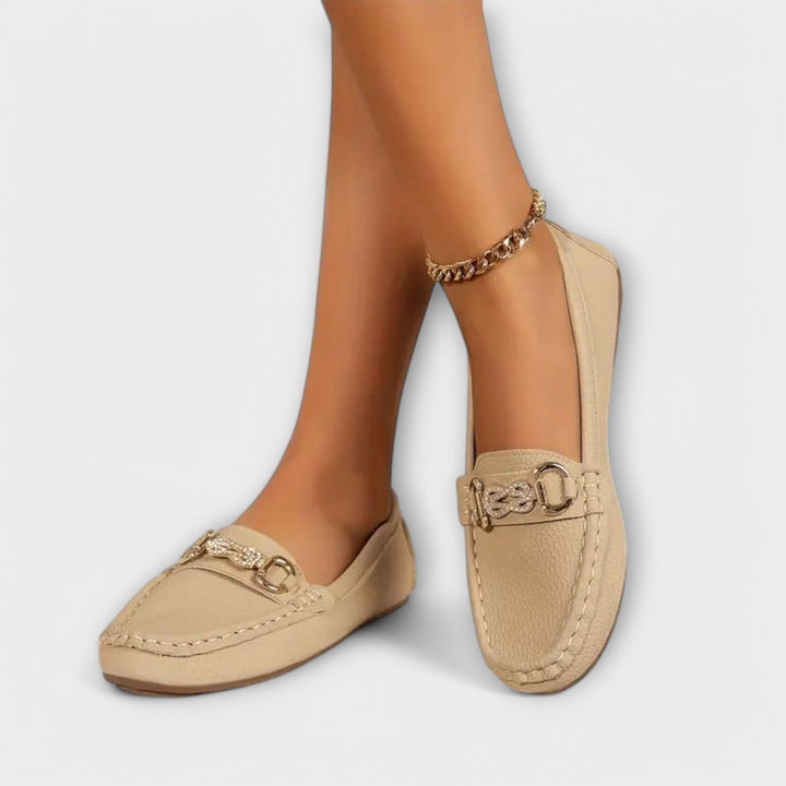 Nevena – Elegant Slip-On Moccasins with Gold Accent