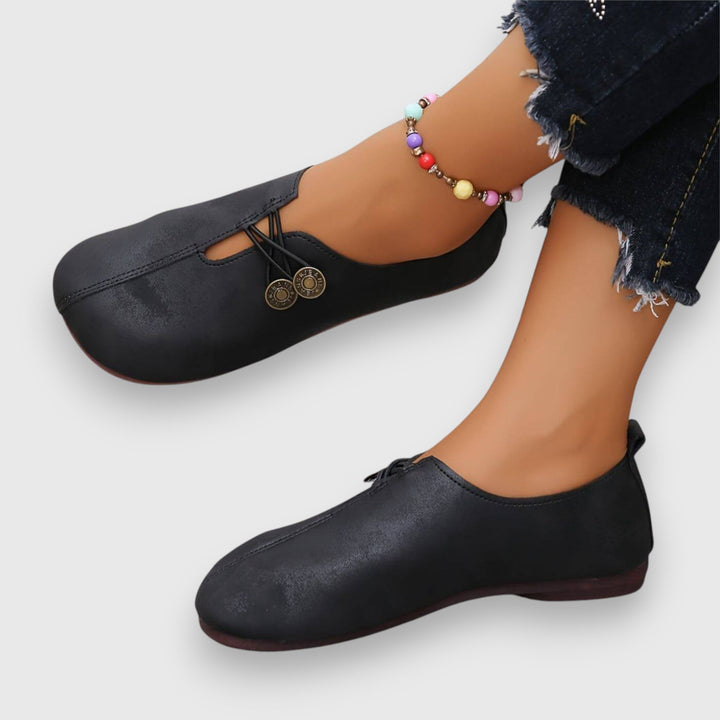 Halessia – Soft Slippers with Vintage Button Detail