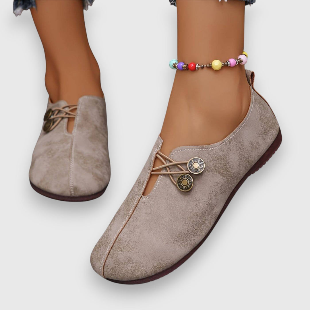 Halessia – Soft Slippers with Vintage Button Detail