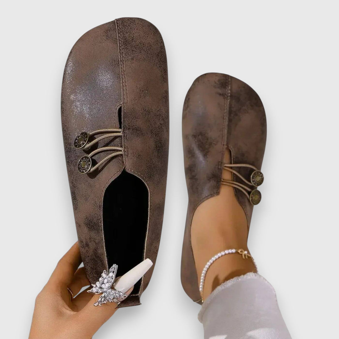 Halessia – Soft Slippers with Vintage Button Detail