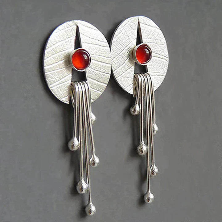 Pevena – Hanging Earrings with Red Accent