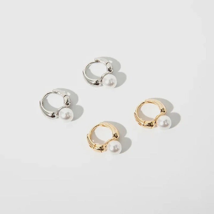 Narah – Pearl Accent Hoop Earrings