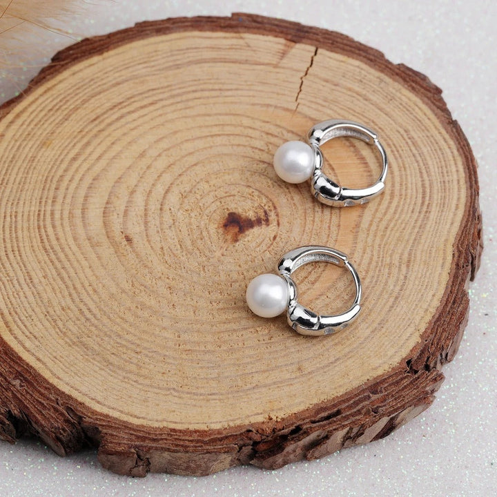 Narah – Pearl Accent Hoop Earrings
