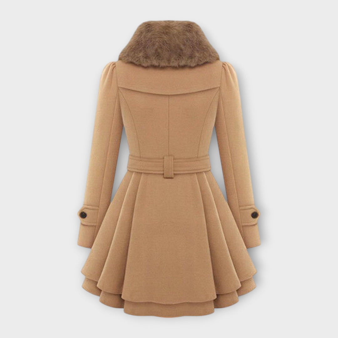Elivara – Elegant Coat with Fur Collar