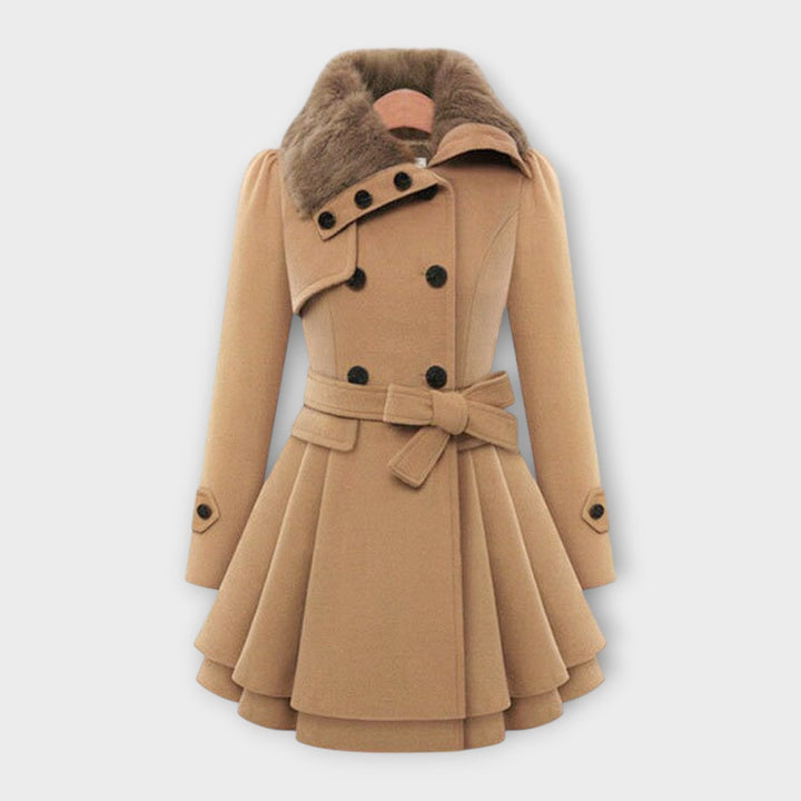Elivara – Elegant Coat with Fur Collar