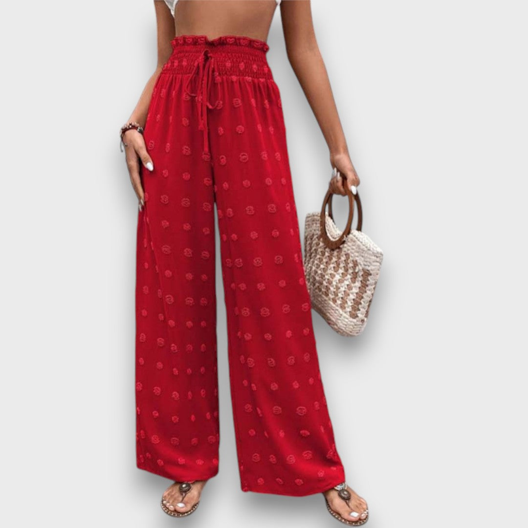 Solani – Wide Vacation Pants with Print Structure