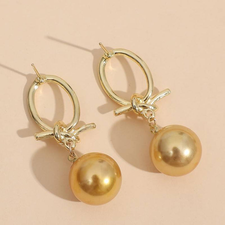 Golden Pearl Hoops