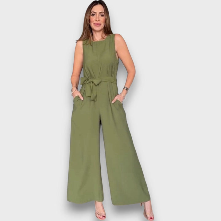 Delia – Jumpsuit with Waist Tie and Wide Legs