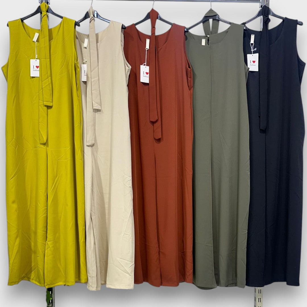 Delia – Jumpsuit with Waist Tie and Wide Legs