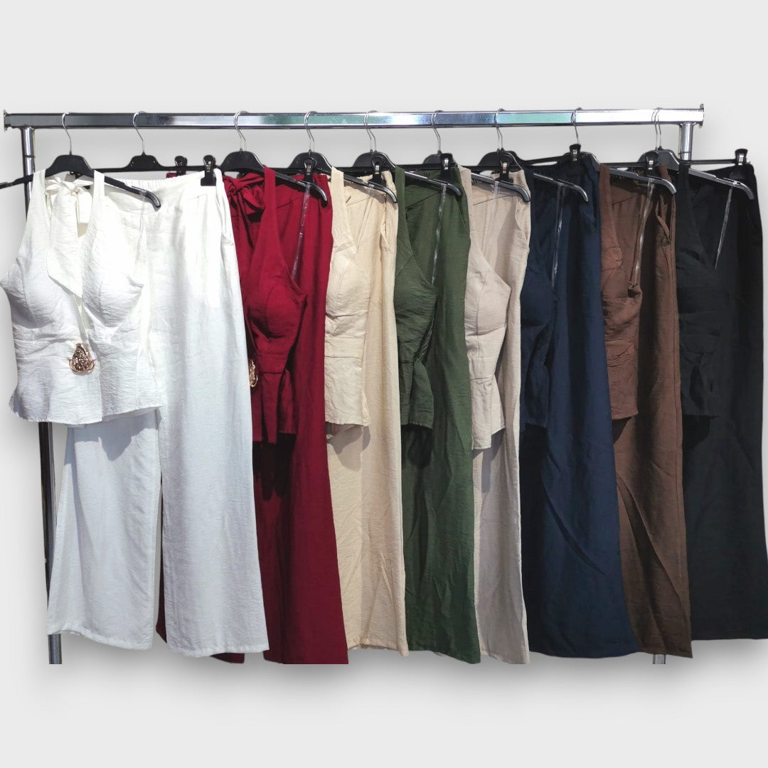 Lorinne – Two-Piece Set with Tying Detail and Peplum