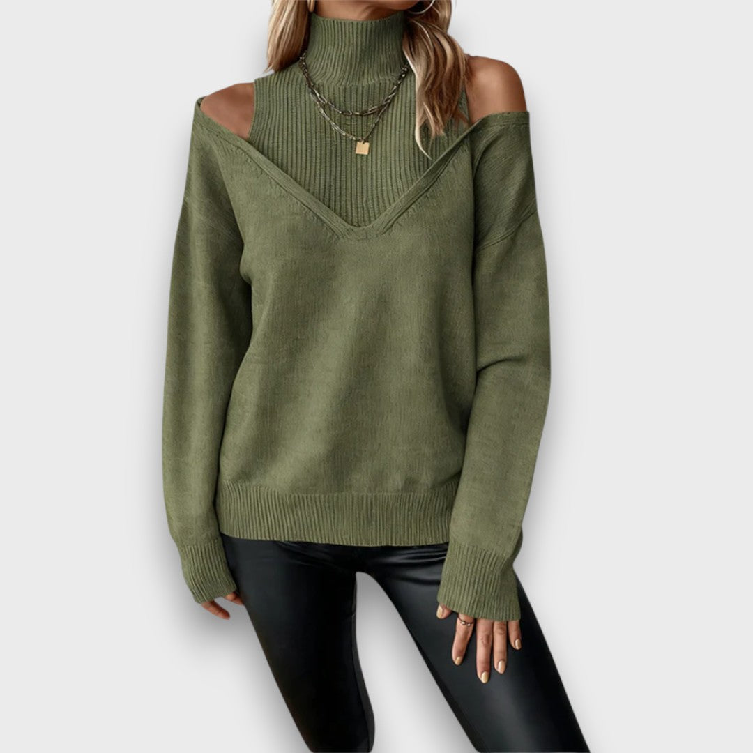 Lanie – Off-Shoulder Turtleneck Sweater