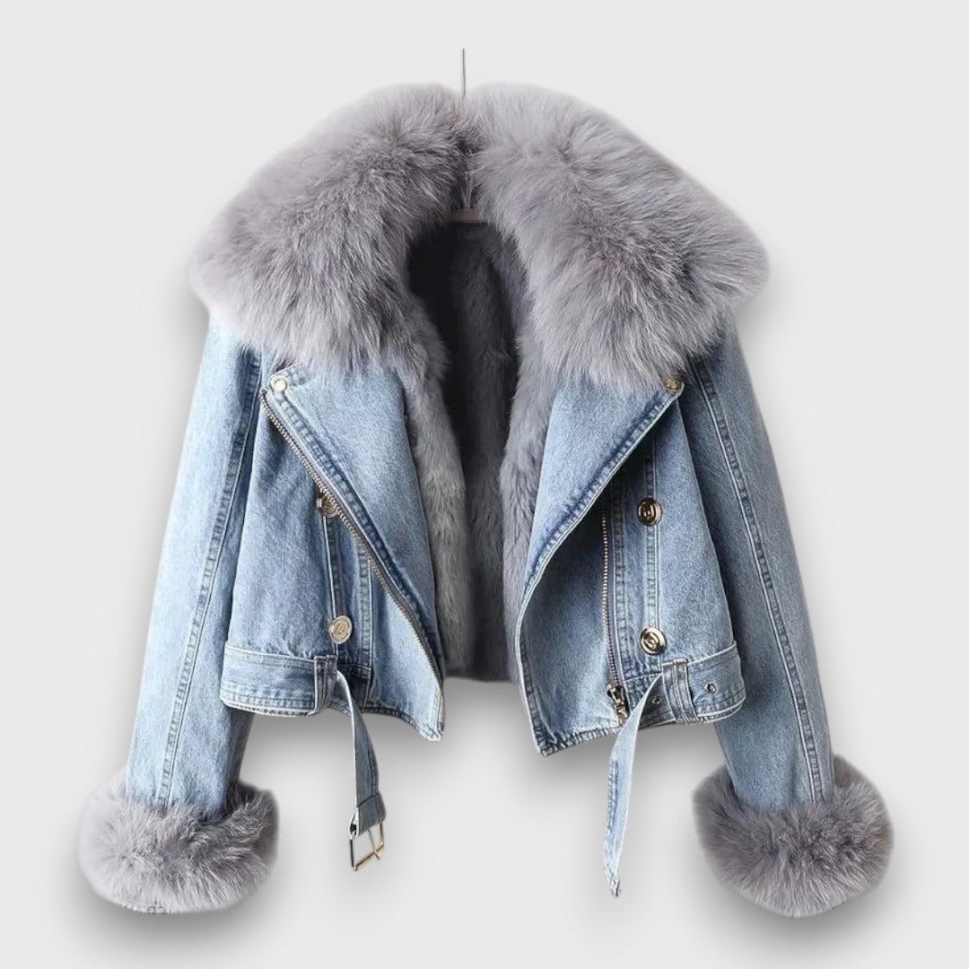 Phylicia – Plush-Collar Denim Jacket