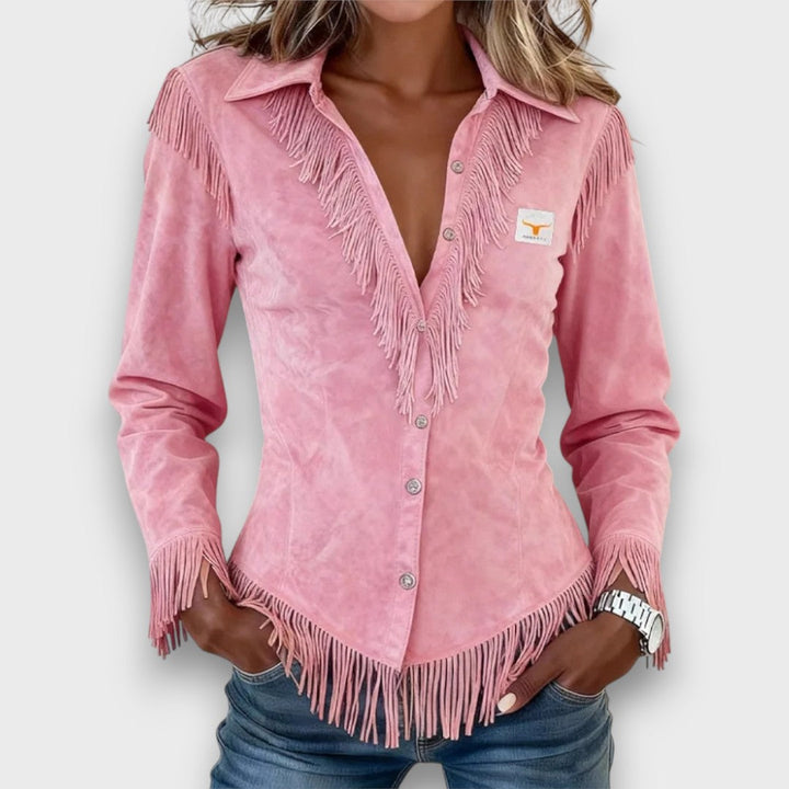 Rosella – Fringe Button-Up Blouse