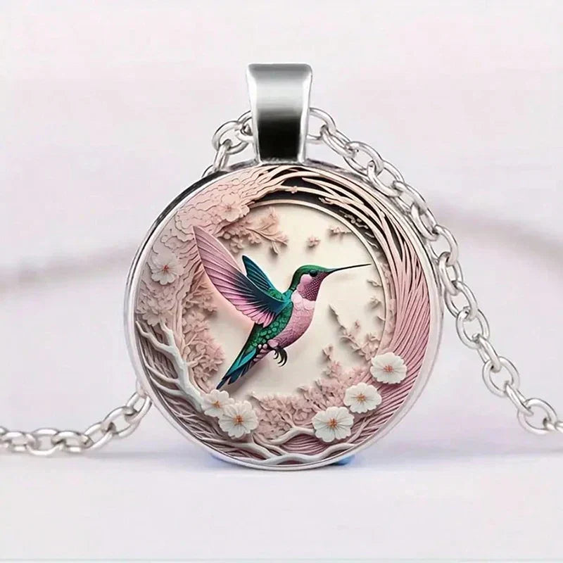 Maribela – Round Hummingbird Pendant with Soft Color