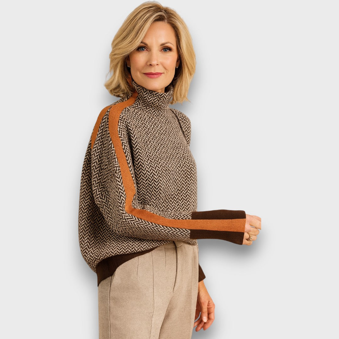 Eleanora – Herringbone Turtleneck Sweater