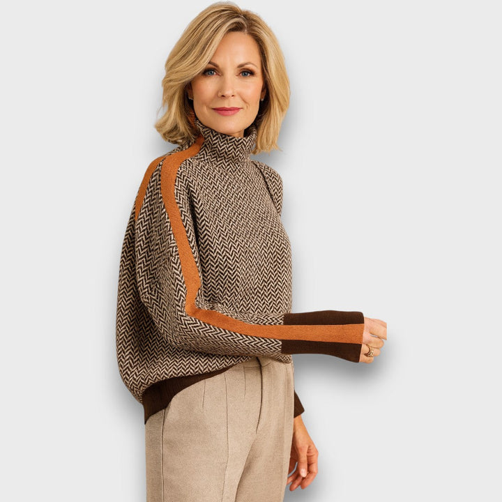 Eleanora – Herringbone Turtleneck Sweater