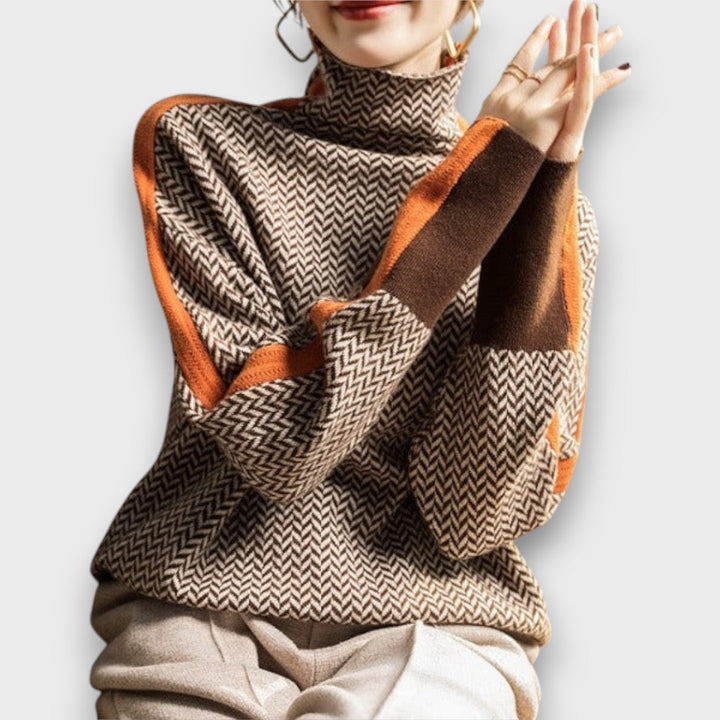 Eleanora – Herringbone Turtleneck Sweater