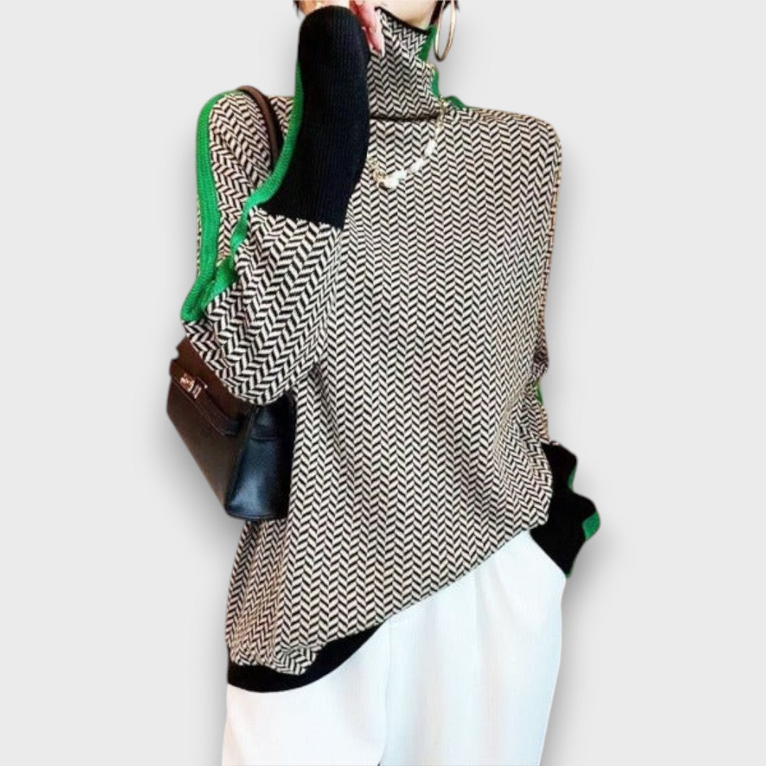 Eleanora – Herringbone Turtleneck Sweater